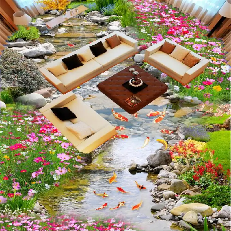 Самоклеющиеся 3d полы высокой четкости парк маленькая река вода 3D Пол Трехмерная