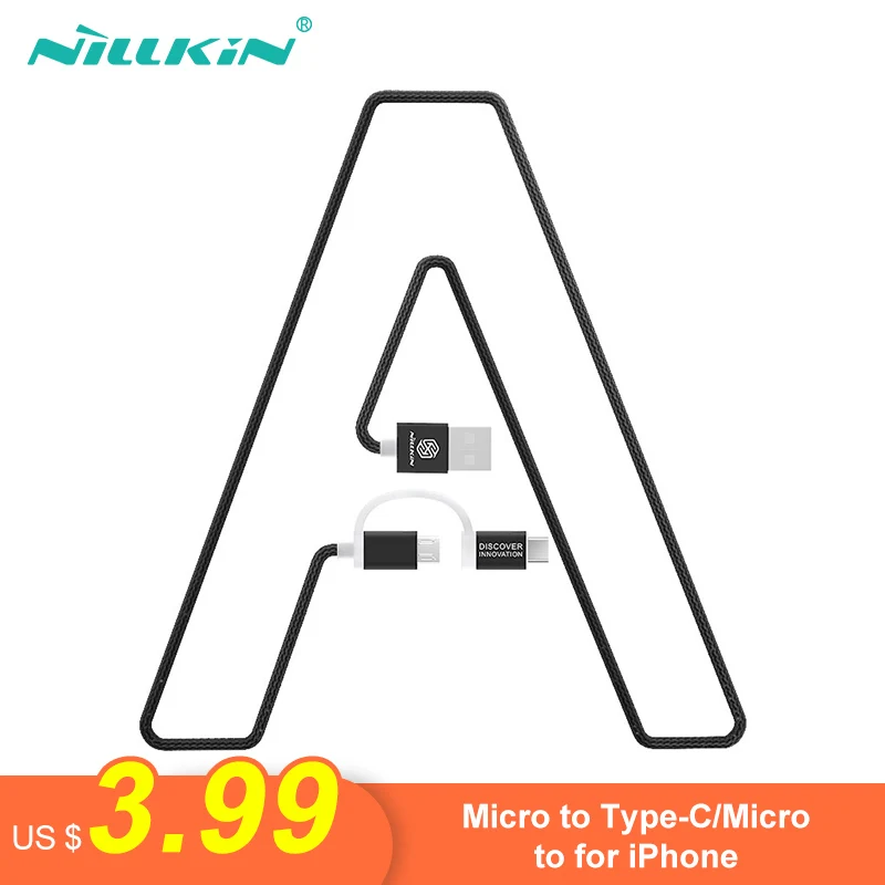 

Nillkin usb cable micro Type C for iPhone USB Charger Data Cable 2 in 1 For iPhone XS Max/XS/X/8 Micro USB Phone For XIAOMI F1