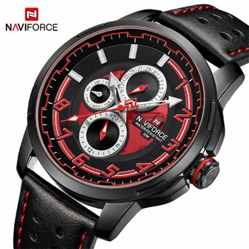 

NAVIFORCE Men Watch Date Week Sport Mens Watches Top Brand Luxury Military Casual Leather Quartz Male Clock Relogio Masculino