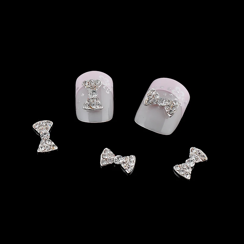 

DIY 10pcs/pack 3d Nail Charms Glitter Clear Rhinestones Bow Ties Alloy Nail Art Decorations Tools