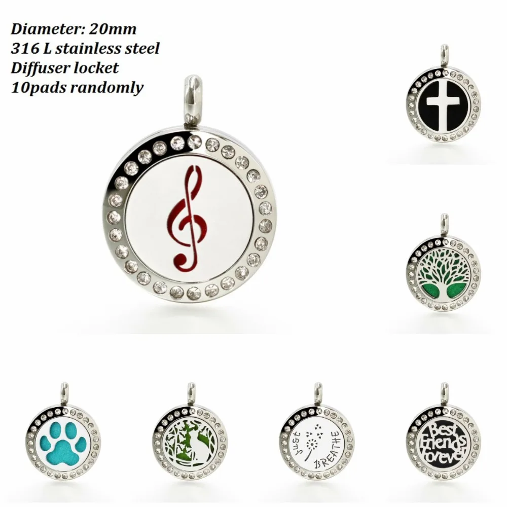 

Just breathe Sparkling Cute 316 L Stainless Steel Magnetic Essential Oil diffuser locket with 10 pads 20mm medallion no chain