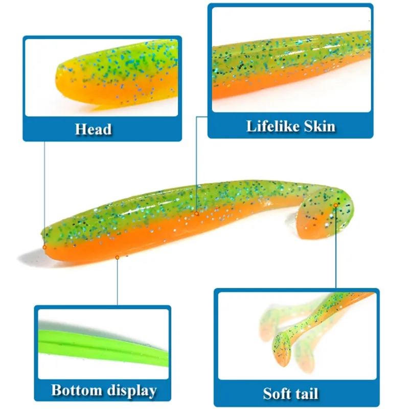 5 шт./лот, 70 мм, 1,8 г, рыболовные приманки, наживки, легкие блесны, силиконовые приманки, мягкие приманки, джиг, плавающая приманка, двойные цвета, мягкие приманки