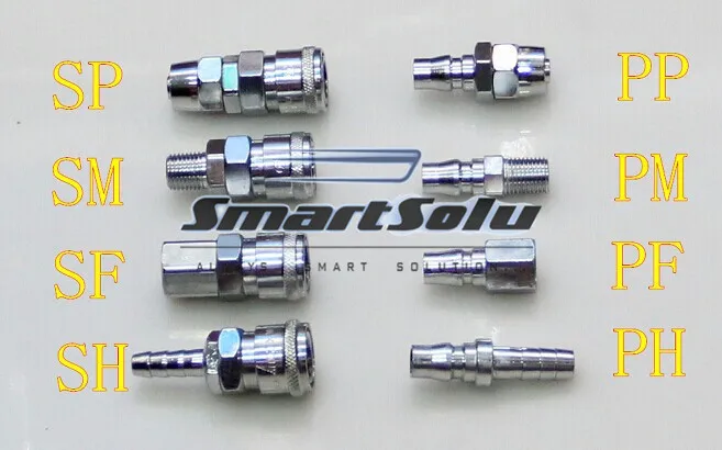 

free shipping 8pcs 1/2" Pneumatic Air Compressor Hose Quick Coupler Plug Socket Connector Set