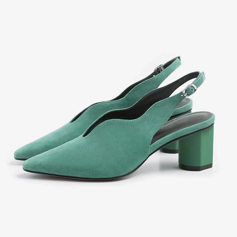 MORAZORA/2019 г. новое поступление женские туфли-лодочки с острым носком Летняя обувь пряжка замша обувь квадратный каблук элегантная женская