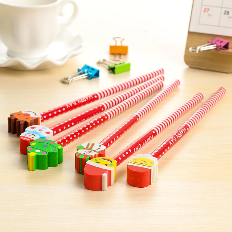 12 штук в упаковке милые мультфильм деревянные карандаши для письма Новинка Дизайн веселые рождественские подарки деревянный карандаш школьников офис