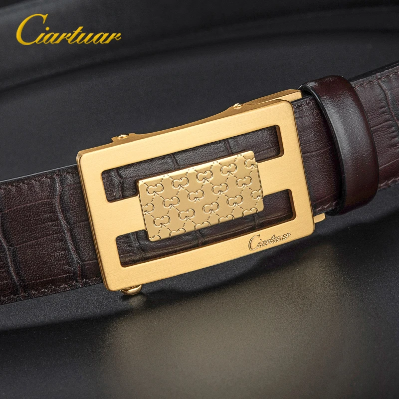 

2019 Ciartuar Luxury Design Men Belt Business Casual Crocodile Skin Grain Wild Leather Belt Mens Cow Genuine Leather Belts riem