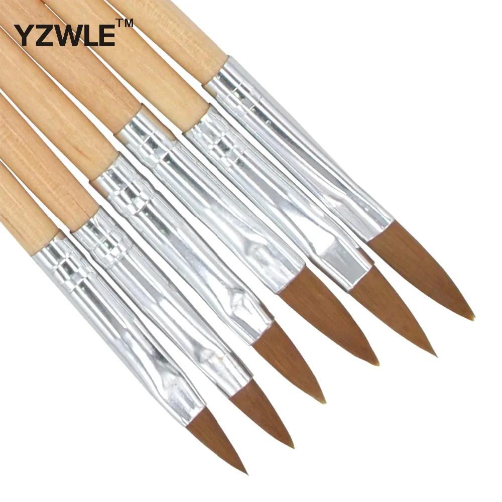 6PCS/Pack Wood Handle Nail Art Painting Drawing Pen Brush Set for Acrylic Nail UV Gel Manicure