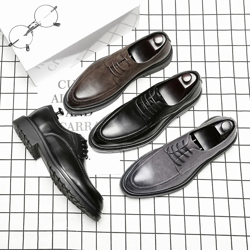 En Pointu gray Décontractée porter brown Hommes Hard Size38 Black Robe up Mode Chaude Coréenne De Bout Cuir Dentelle Vente 44 Chaussures D'affaires YwSqxR