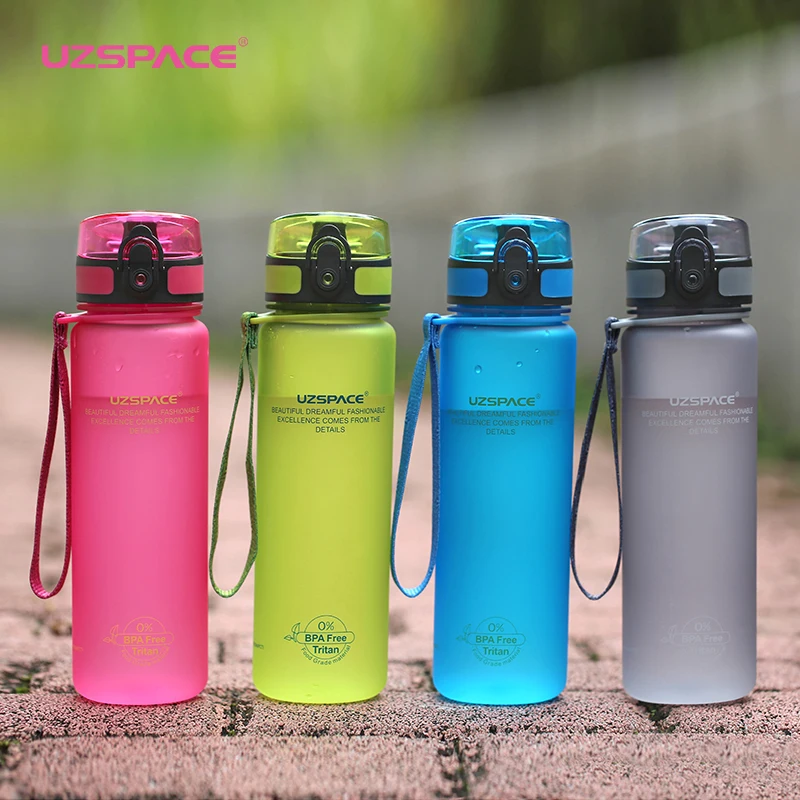 Uzspace Water Bottle Portable Protein Shaker Sport My Drink Plastic Bottle 350ml 500ml 1000ml Tritan Material Drinkware Bpa Free