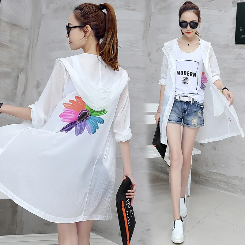 white coat Sun UV Protection Clothing women pink hooded Anti UV Thin