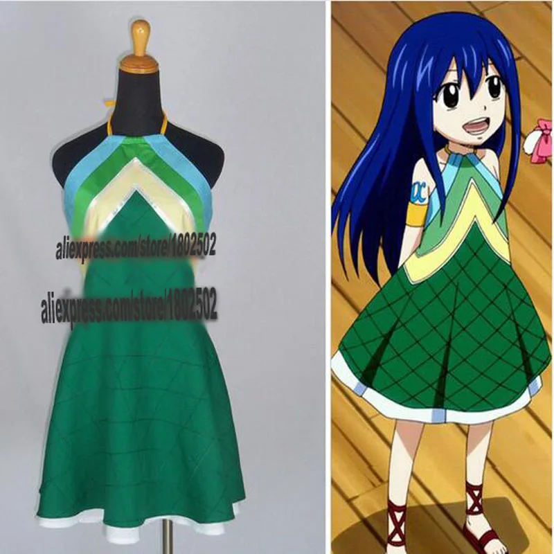Fairy Tail Cosplay Costume Wendy Marvel Cute White Dress With Yellow Ruffled Hem