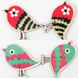 Mix Цвет мультфильм милый птиц деревянные кнопки Botones аксессуары ручной работы украшения Швейные Скрапбукинг ремесел Diy 31x27 мм 20 штук