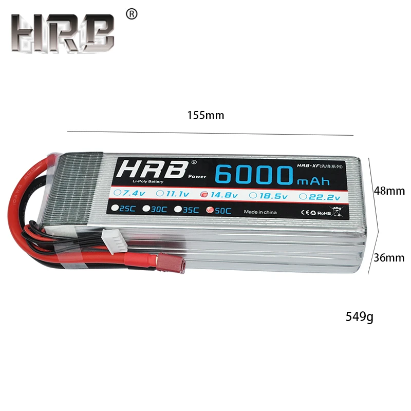 HRB 3S 4S 2S Lipo аккумулятор 11,1 V 14,8 V 7,4 V 5000mah 6000mah 3300mah 2200mah 2600mah 6S 22,2 V EC5 XT60 T Deans жесткий чехол Запчасти RC