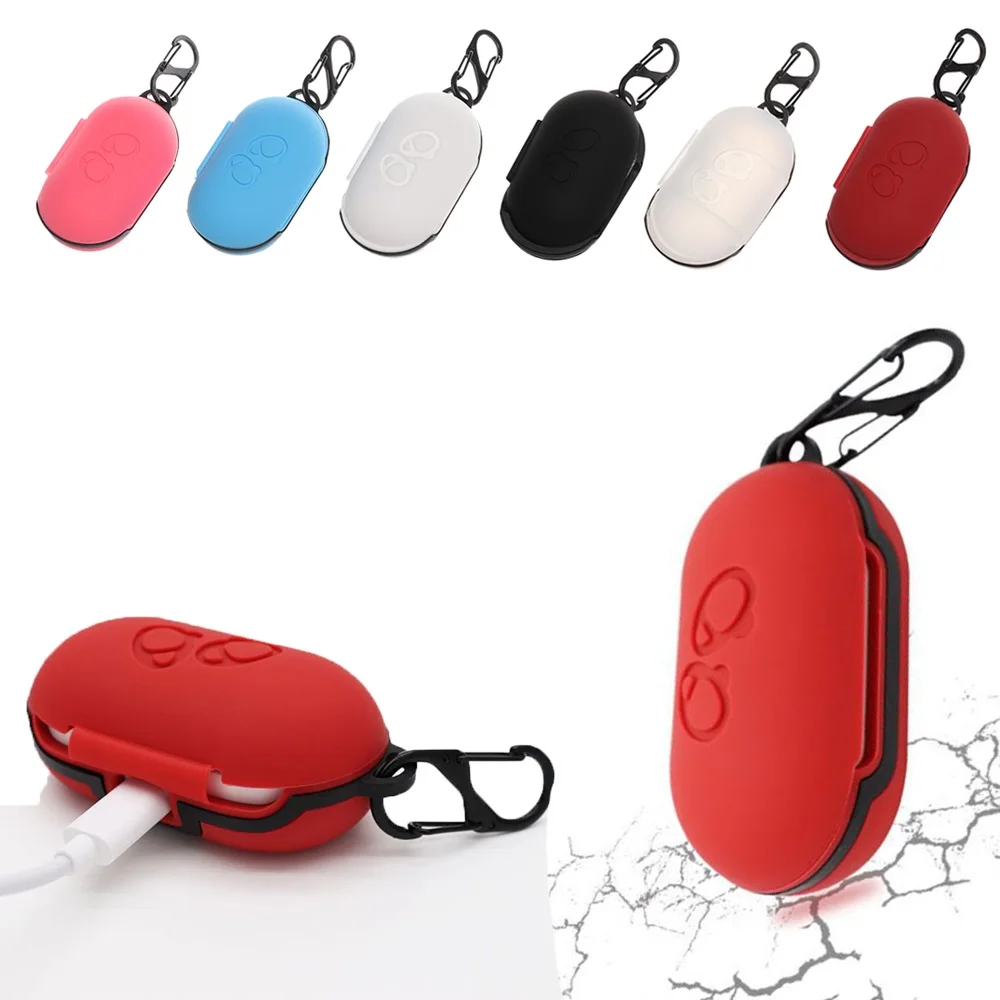 

Protective Case Cover For Samsung Galaxy Buds 2019 Earphone Flip-Open Silicone Case Waterproof Shockproof Cases With Carabiner