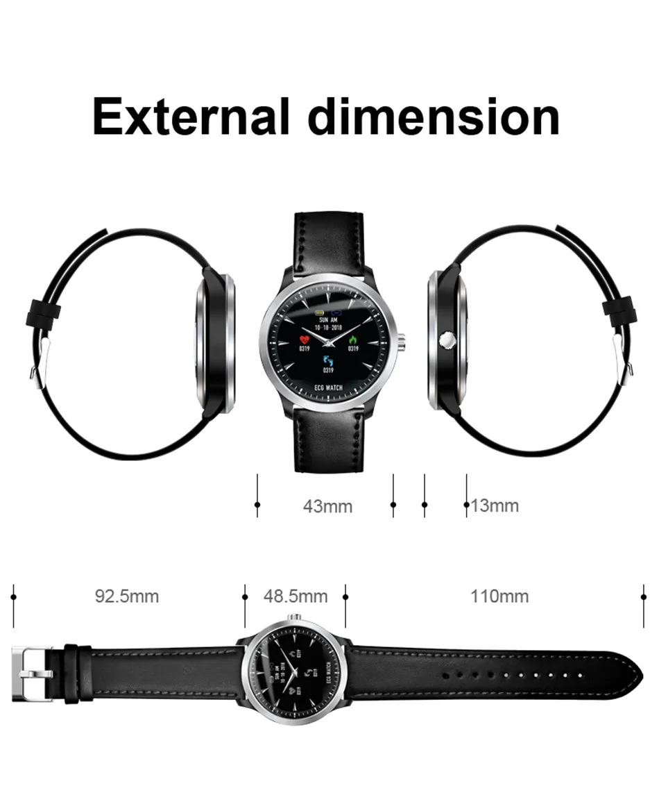 LIGE N58 ЭКГ PPG Смарт часы с ЭКГ дисплей, динамический ЭКГ монитор сердечного ритма кровяное давление Смарт Браслет Пульс Часы