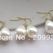 Hj 00163 3 пара 21 мм белый капельного южного море раковина жемчуг мотаться серьги