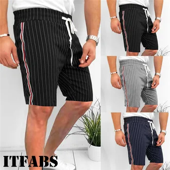 

2019 Men Striped Short Summer Casual Athletic Gym Training Shorts