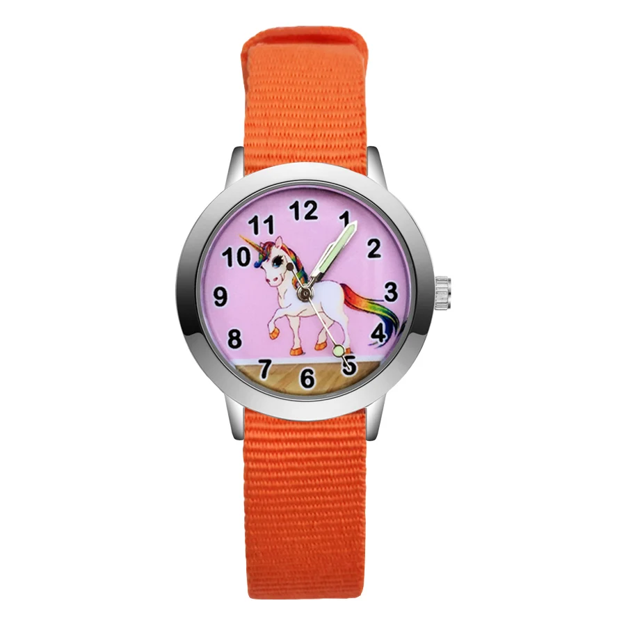 

Fashion Cute Unicorn horse style Children's Watches Kids Student Girls Boys Quartz Nylon strap Wrist Watch JA132