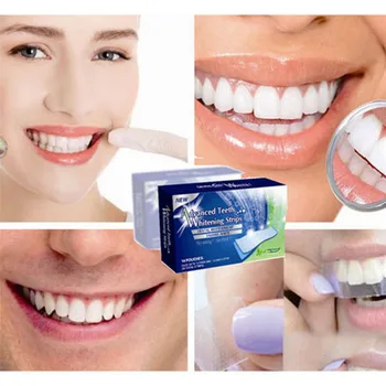

2017 28Pcs/14Pair 3D White Gel Teeth Whitening Strips Oral Hygiene Care Double Elastic Teeth Strips Whitening Dental Bleaching