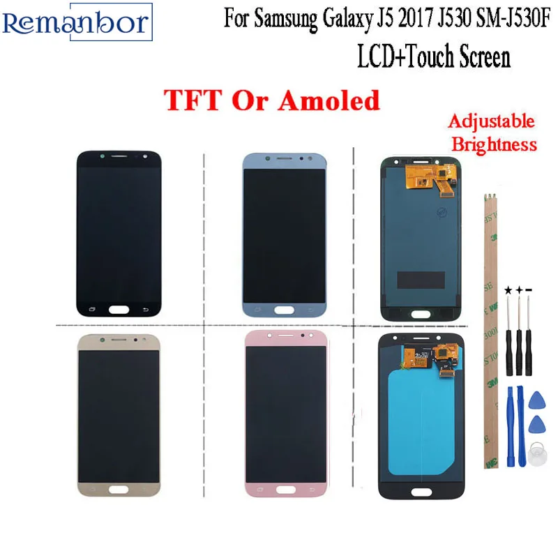 

Remanbor For Samsung Galaxy J5 2017 LCD J530 SM-J530F LCD Display and Touch Screen Amoled 5.2" Adjust Brightness +Tools+Adhesive