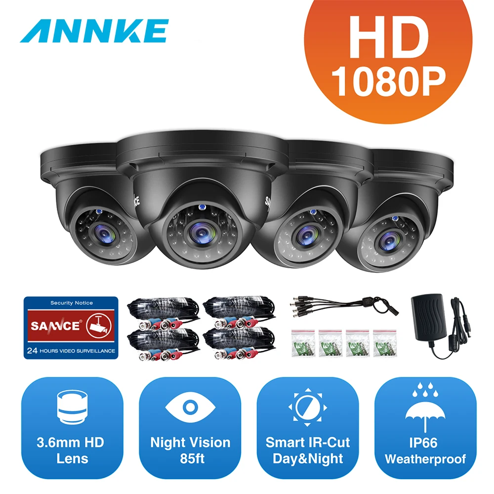 

ANNKE 2MP 1080P HD AHD Security Surveillance System Camera Smart IR-Cut Night Vision Audio Recording Waterproof Metal Wide Angle