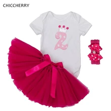 2-годовалых малышей девочек Платье-пачка для дня рожденья комплект короткий рукав Bebes Bodysuit кружевная юбка, повязка на голову, Vetement Bebe Fille, для детей ясельного возраста одежда для девочек