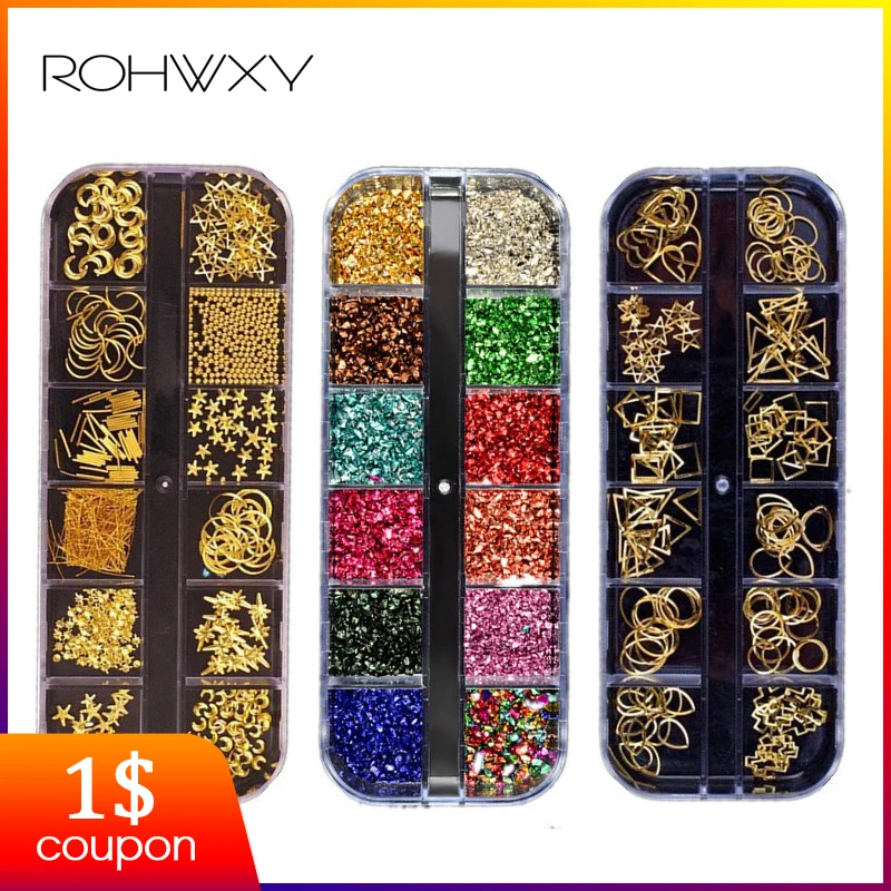 ROHWXY Новый 3D дизайн ногтей блестящие стразы смешанные красочные акриловые