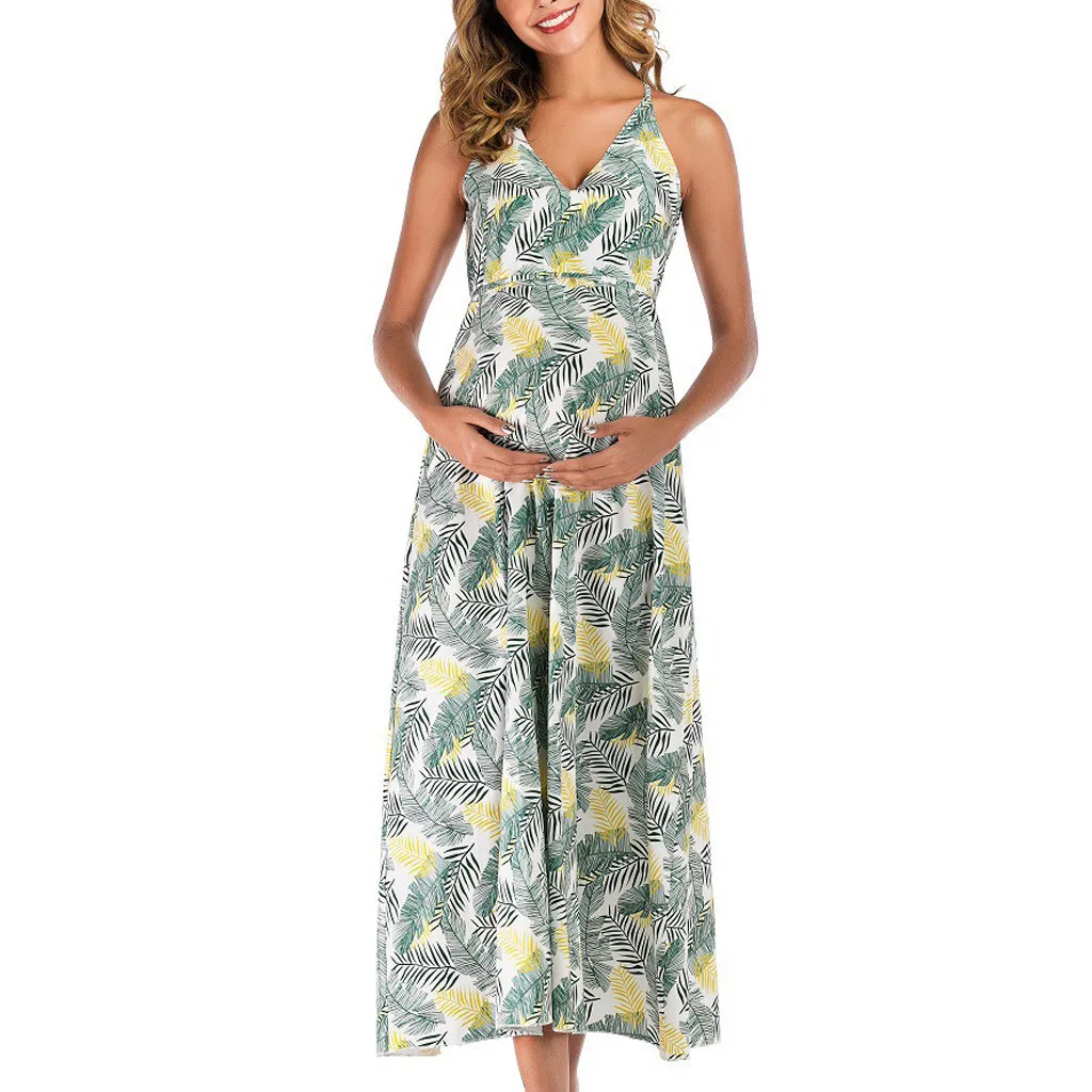 

Maternity Breastfeeding Dresses For Photo Shoot Floral V-Neck Plus Size Pregnancy Nursing Long Dress Clothes For Pregnant Women