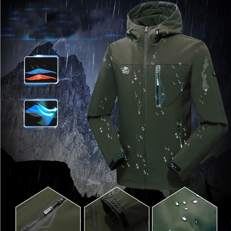Oversized 5XL Men Warm Winter Waterproof Softshell Fleece Jackets Man Male Camping Hunting Hiking Trekking Climb Outdoor Skiing