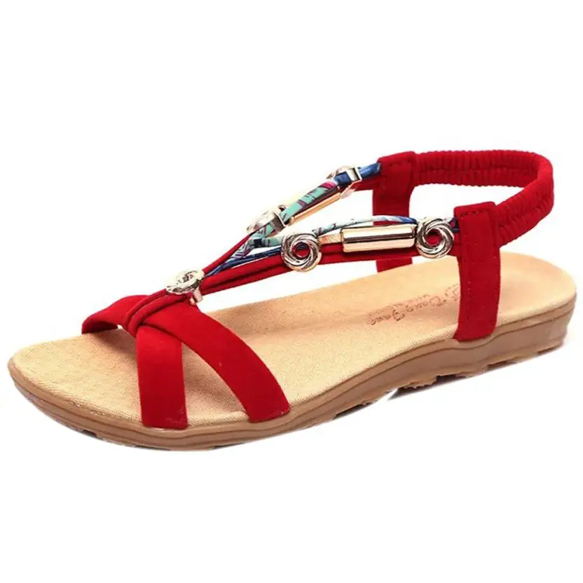 

New Women Sandals Flats Ankle-Strap shoes woman sandals Summer Flip flop sandals Femme Sandale Red Plus Size 3.29