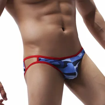 

Sexy Gay Underwear Men Briefs Shorts Camouflage Breathable U Convex Pouch Hollow Low Waist Panties Cueca calzoncillo S-XL