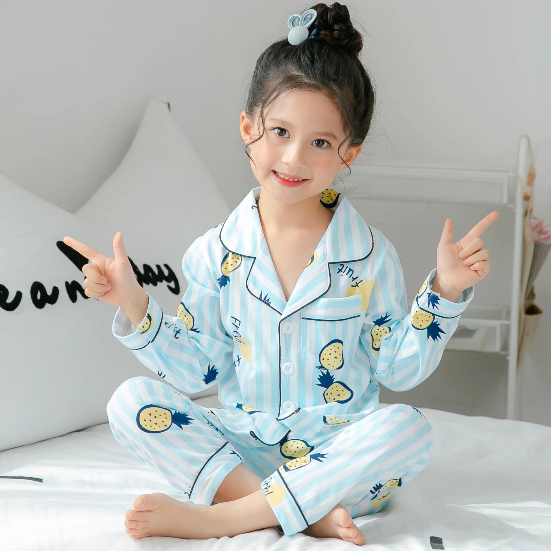 Пижамный костюм для девочек Новая детская одежда для сна хлопковые детские пижамные комплекты детская одежда для сна Детская домашняя одежда детская одежда для девочек от 3 до 12 лет