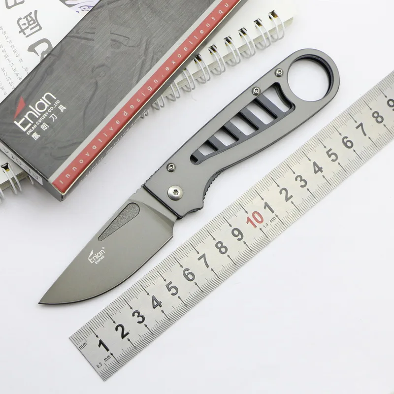 

ENLAN C046 black folding knife 8Cr13Mov blade outdoor camping pocket backpack with EDC tool set fruit knife
