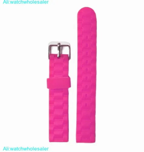 16mm Deep Pink Color Silicone Jelly Rubber Ladies Watch Band Straps WB1060J16JB