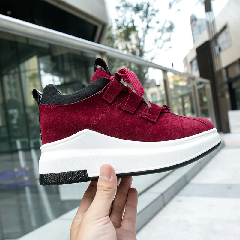 Fooraabo tenis feminino повседневная женская обувь Черные Замшевые Кожаные сникерсы на