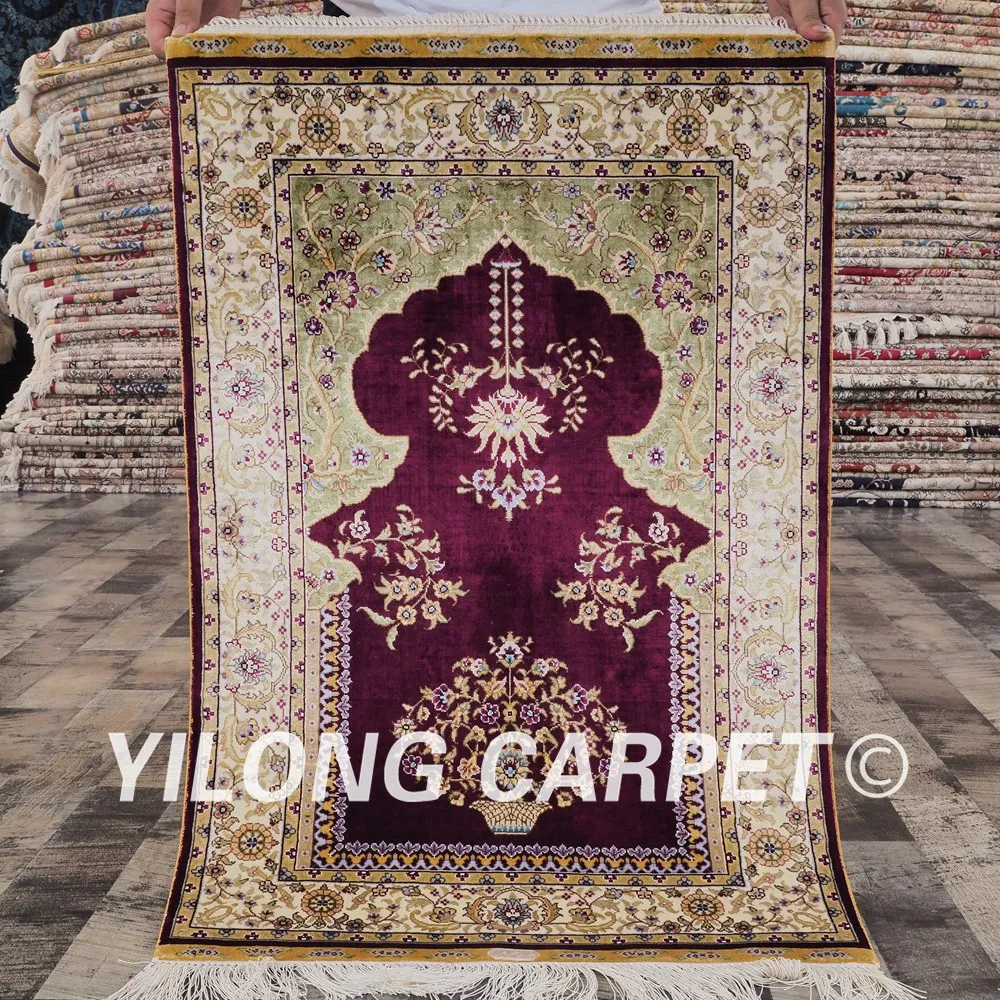 Buy Yilong 2'x3' Hand Knotted Persian Carpet Red