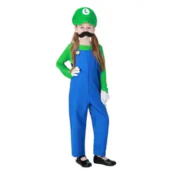 Детский Забавный костюм для косплея Super Mario Luigi