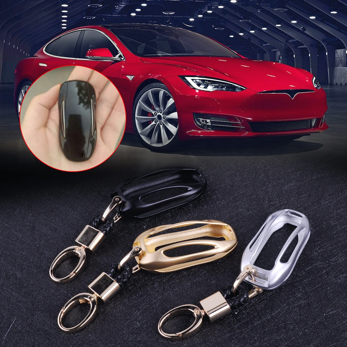 

CITALL New Car Aluminium Alloy Auto Key Fob Case Cover Holder Keychain fit for Tesla Model X