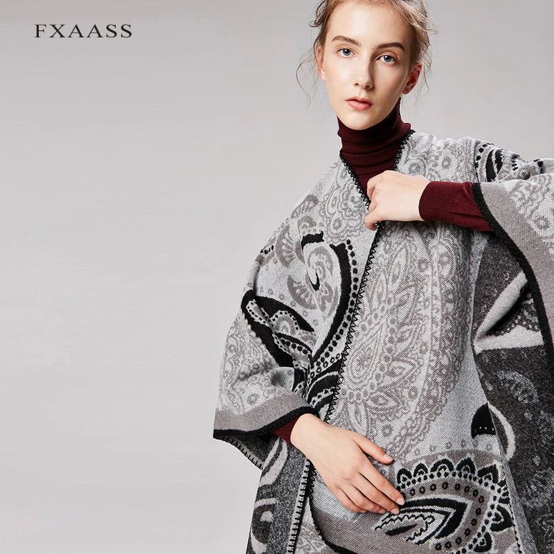 Новинка осень/зима шаль FXAASS Модное пончо женский шарф для женщин Роскошное