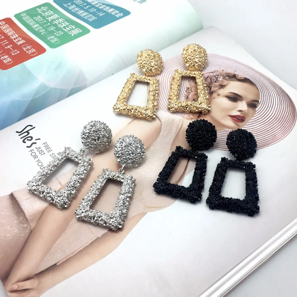 MANILAI Vintage Geometric Dangle Earrings Fashion Jewelry Women Rough Metal Drop Earring Big Alloy Statement Earings Punk 2018