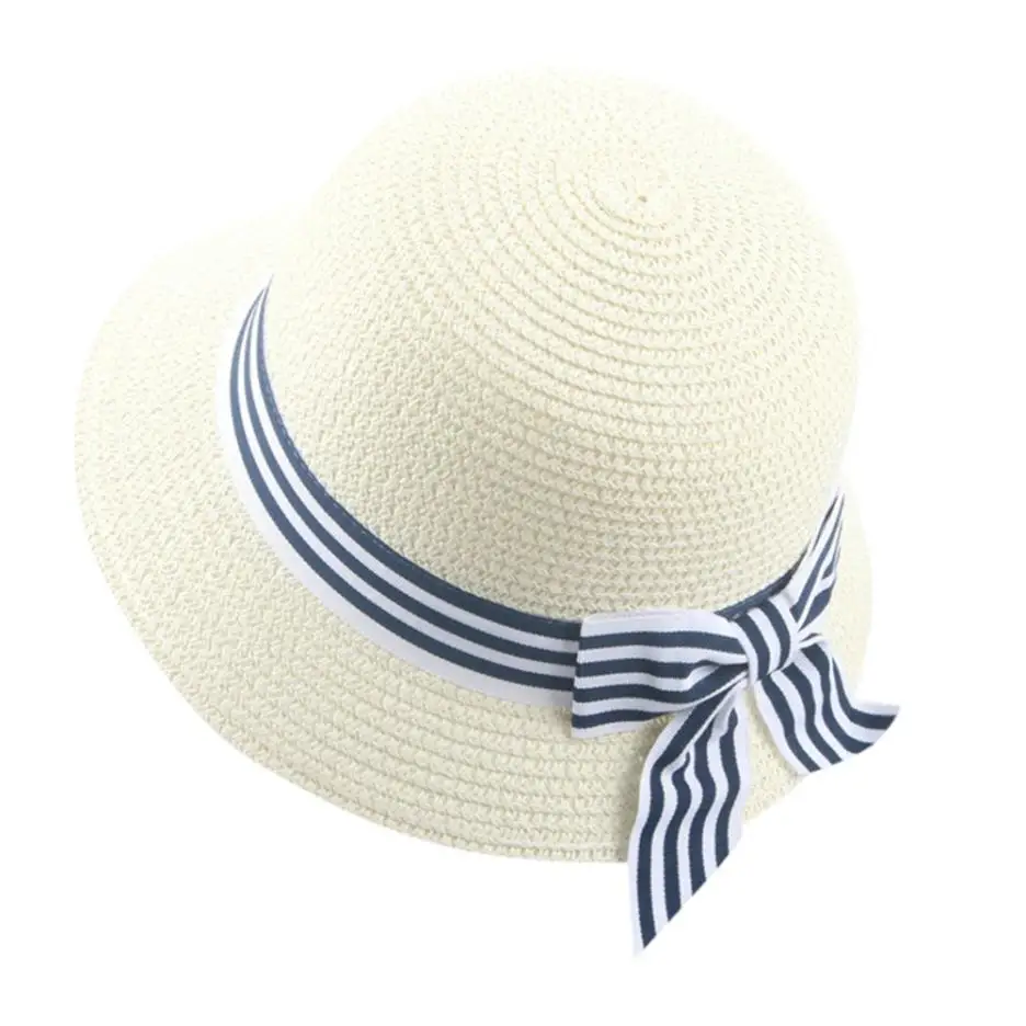 Летняя Пляжная детская шапка, модная и красивая шапка для маленьких девочек, однотонные шапки с бантиками для малышей, Кепка для девочек