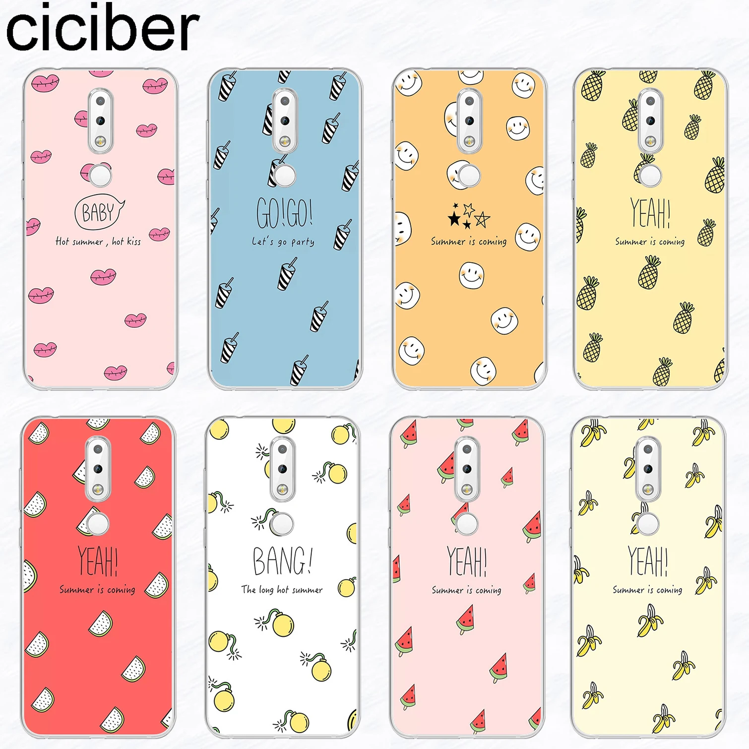 

ciciber Cute Fruit Phone Case for Nokia 8 9 8.1 7 7.1 6 6.1 5 5.1 3 3.1 2 2.1 1 Plus Soft TPU for Nokia X6 X7 X5 X3 Funda Coque