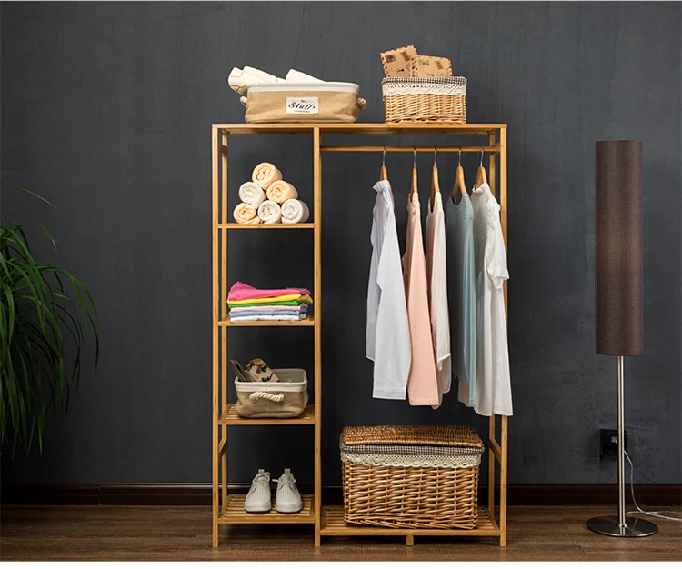 Nature Baboom Wardrobe Multifunction Burlywood Storage Rack Orgnizer Large Capacity Clothing Hanger Coat Home Furniture