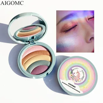 

Rainbow Shimmer Highlighter Powder Illuminator Makeup Face Contouring Highlight Brightener Concealer Bronzer Pressed Palette