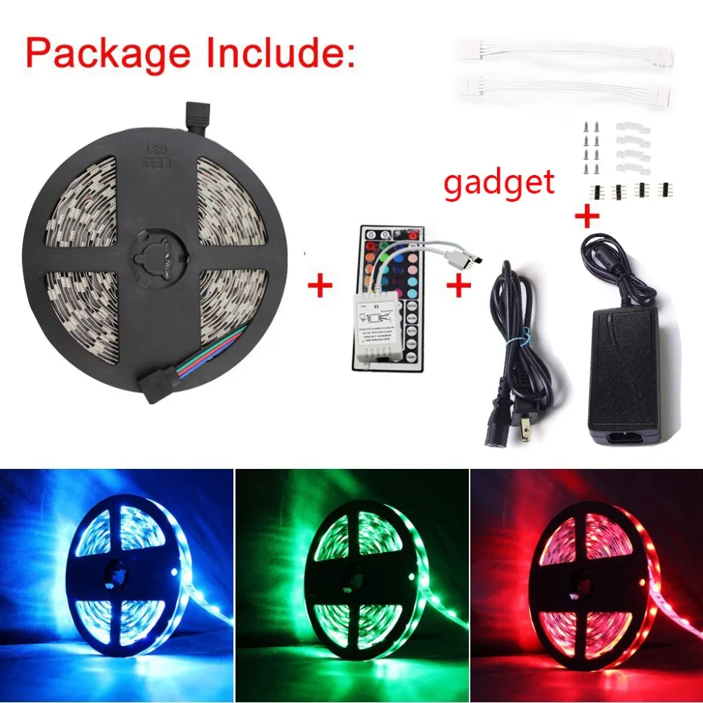 SMD 5050 30 светодиодный s/m 5 м RGB светильник лента Диодная DC 12 В адаптер с 44 клавишами
