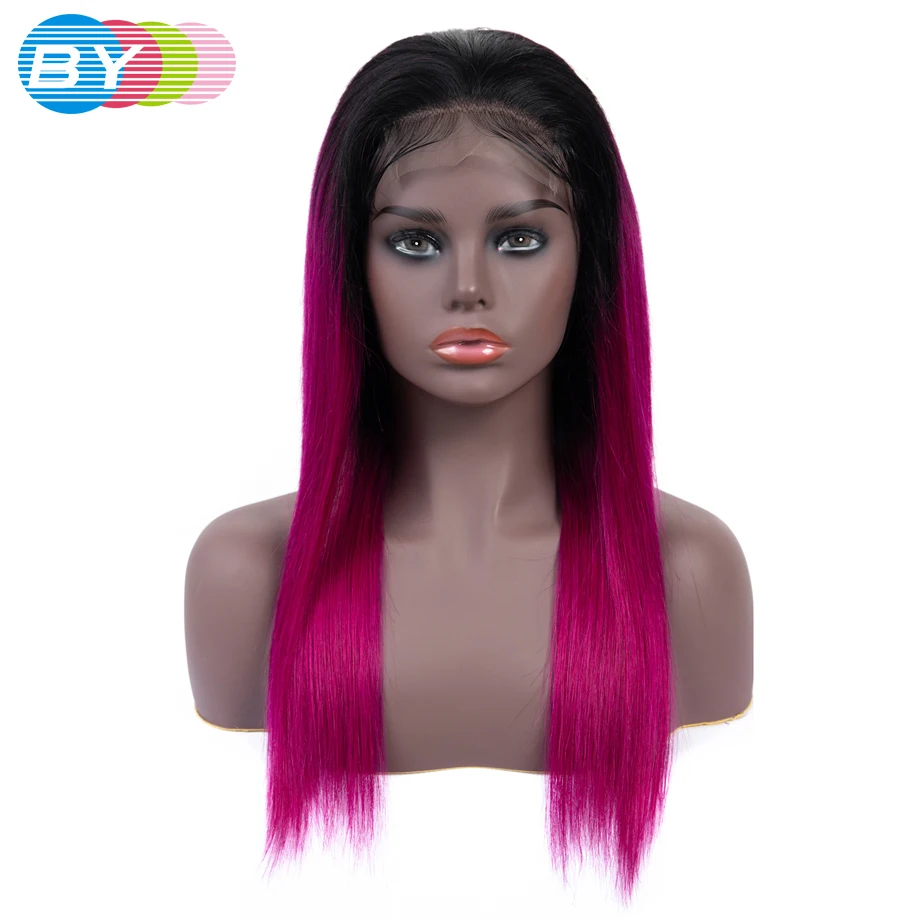 BY Pre colored Brazilian Straight Hair Wig With Baby Hair 4x4 Closure