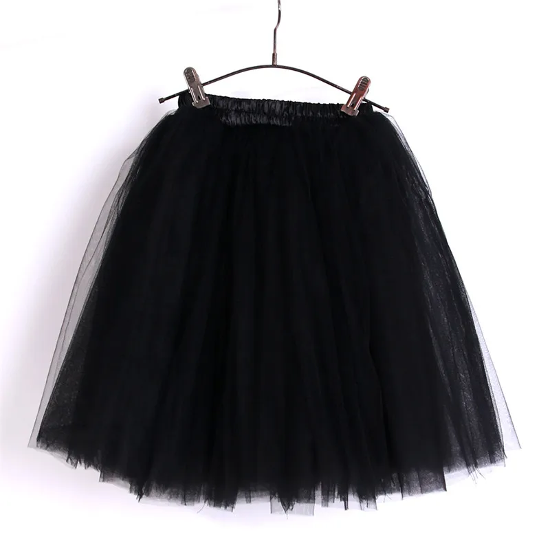 Extra Fluffy Girls Party Tutu 5 Layers Tulle Skirt in Black Flower Girl