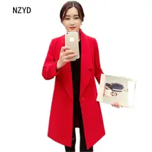 Spring/Autumn Women Woolen Coat 2017 New Fahsion Medium long Wool Blend Coat Long sleeve Loose Big yards Female Coat LADIES265
