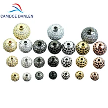 10pc Latón allanó Cubic Zirconia Granos del Metal Separadores De Bola Shamballa espumoso 8mm