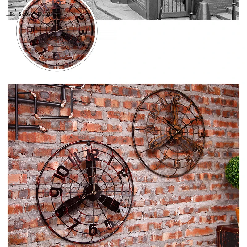 fan design decorative vintage retro metal industrial wall clock